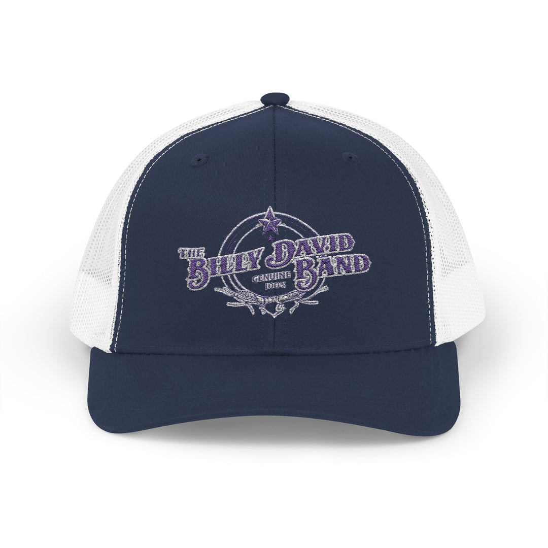 Trucker Cap — Blue Oxford Band Vintage Logo Snapback