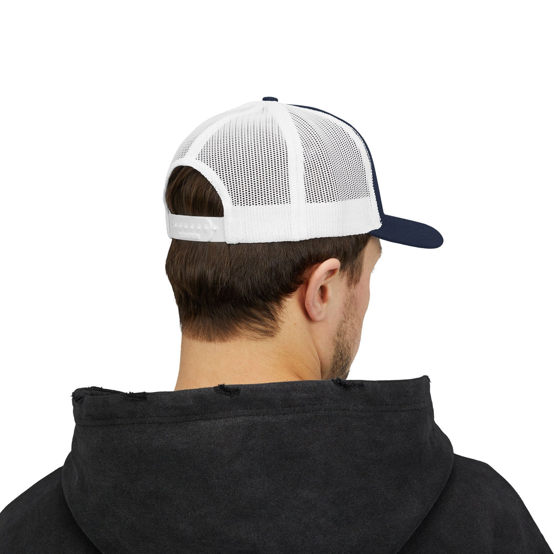 Trucker Cap — Blue Oxford Band Vintage Logo Snapback