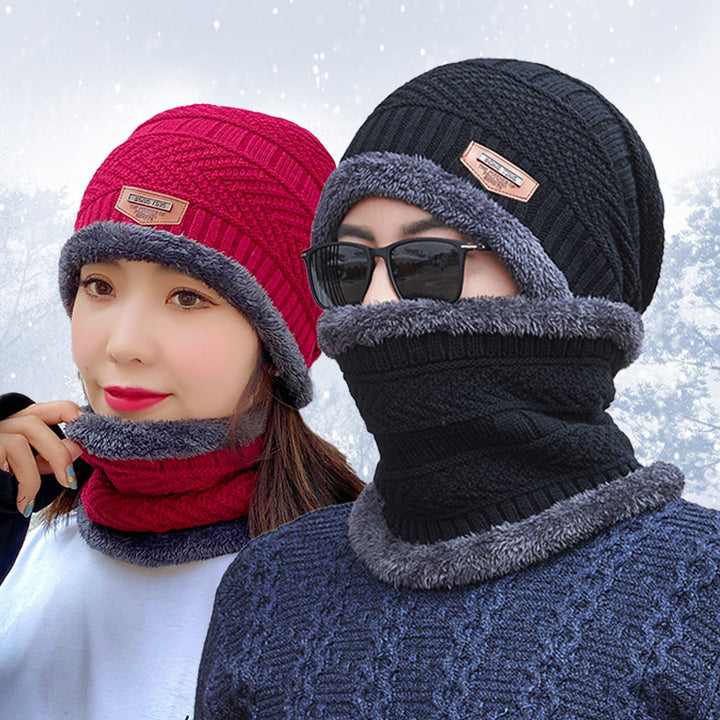 Winter Beanie Hat Scarf Set Warm Knit Hat Thick Fleece Lined Winter Hat Neck Warmer For Men Women