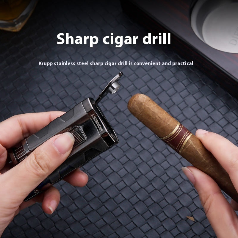 Sharp Cigar Drill Three Fire Windproof Blue Flame Lighter