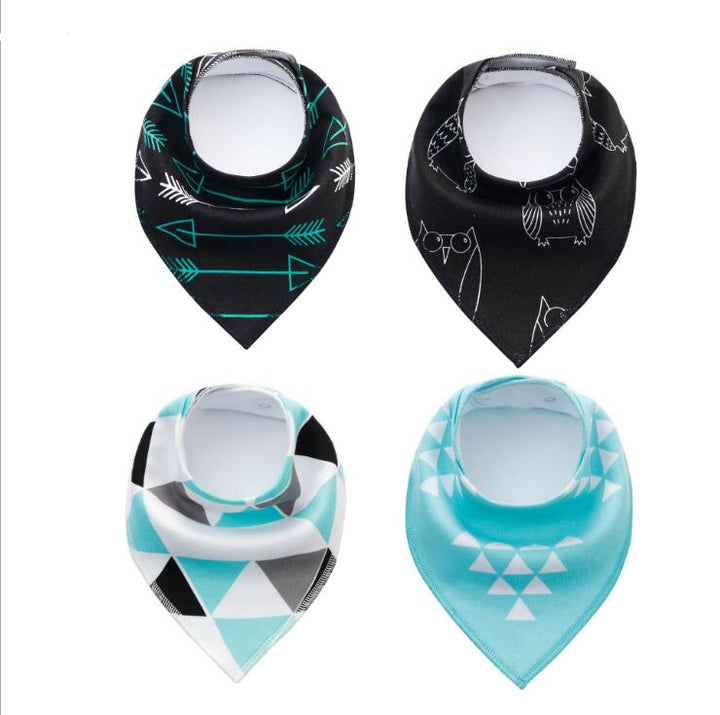 4pcs Lot Bibs Burp Cloth Print Arrow Wave Triangle Baby Bibs Cotton Bandana Accessories