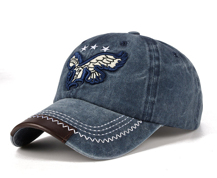Vintage Washed Cowboy Baseball Cap Casual Embroidered Curvetail Cap