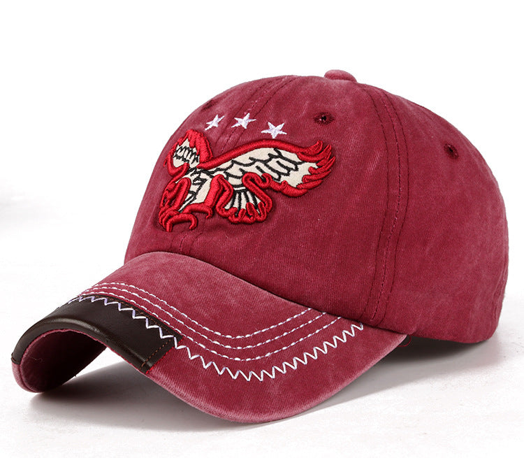 Vintage Washed Cowboy Baseball Cap Casual Embroidered Curvetail Cap