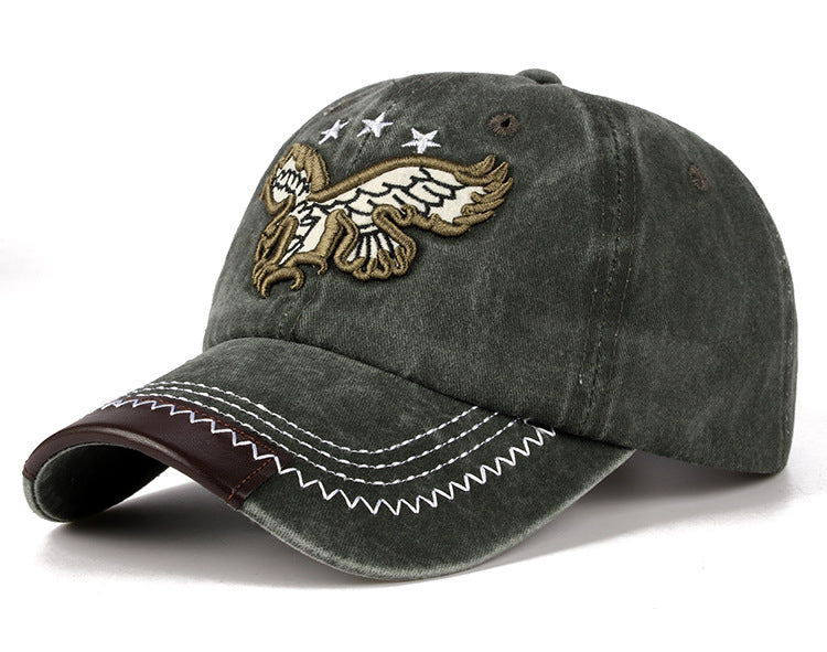 Vintage Washed Cowboy Baseball Cap Casual Embroidered Curvetail Cap
