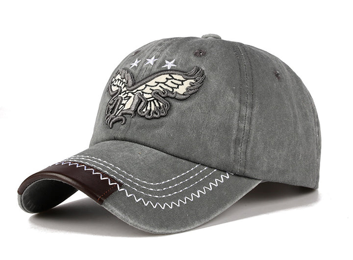 Vintage Washed Cowboy Baseball Cap Casual Embroidered Curvetail Cap
