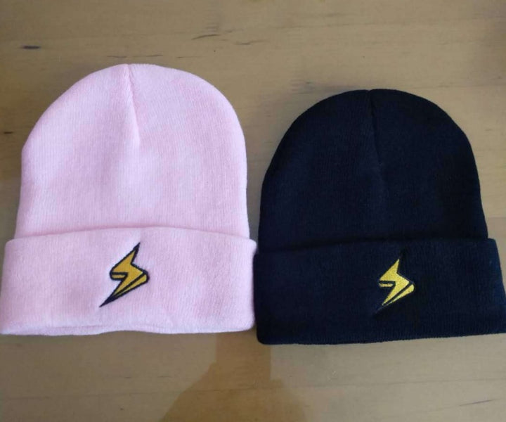 Lightning embroidery beanie