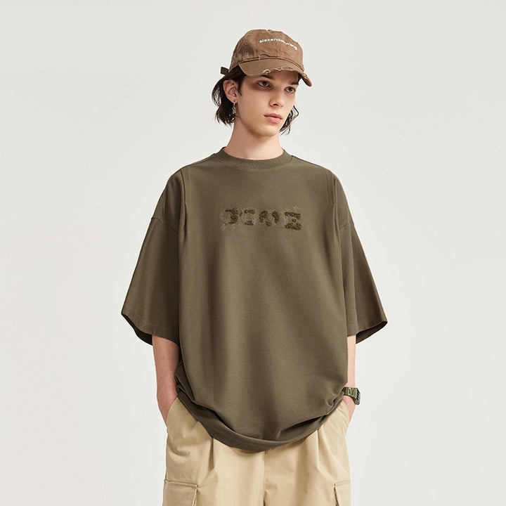 Vintage Twill Embroidery Casual T-shirt