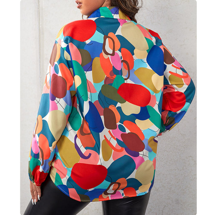 Women's Long Sleeve Cardigan Polyester Cotton Print Shirt