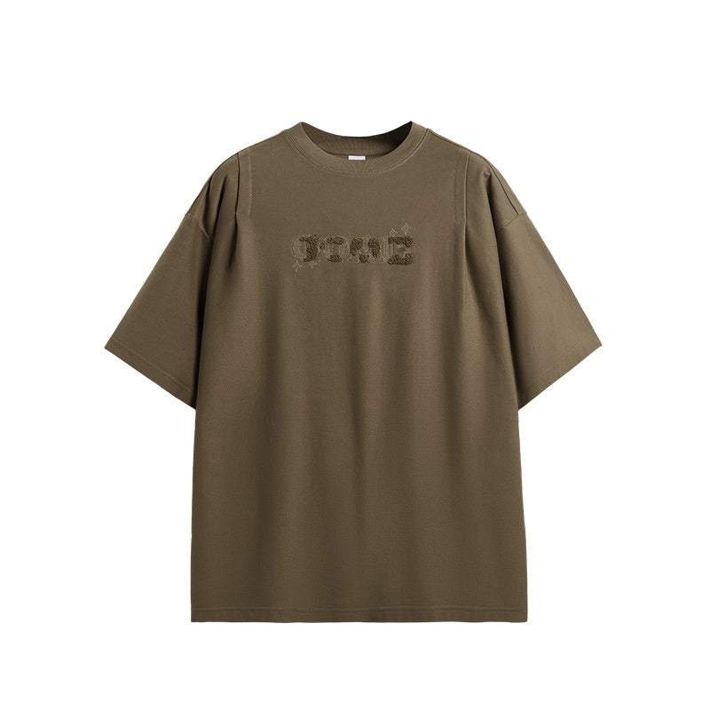 Vintage Twill Embroidery Casual T-shirt