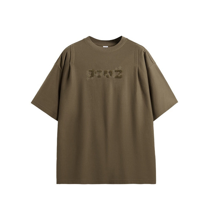Vintage Twill Embroidery Casual T-shirt