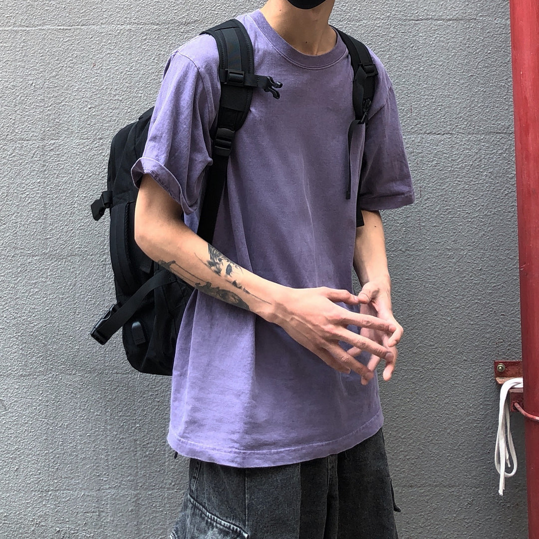 Vintage Purple Wash T Shirt Cotton