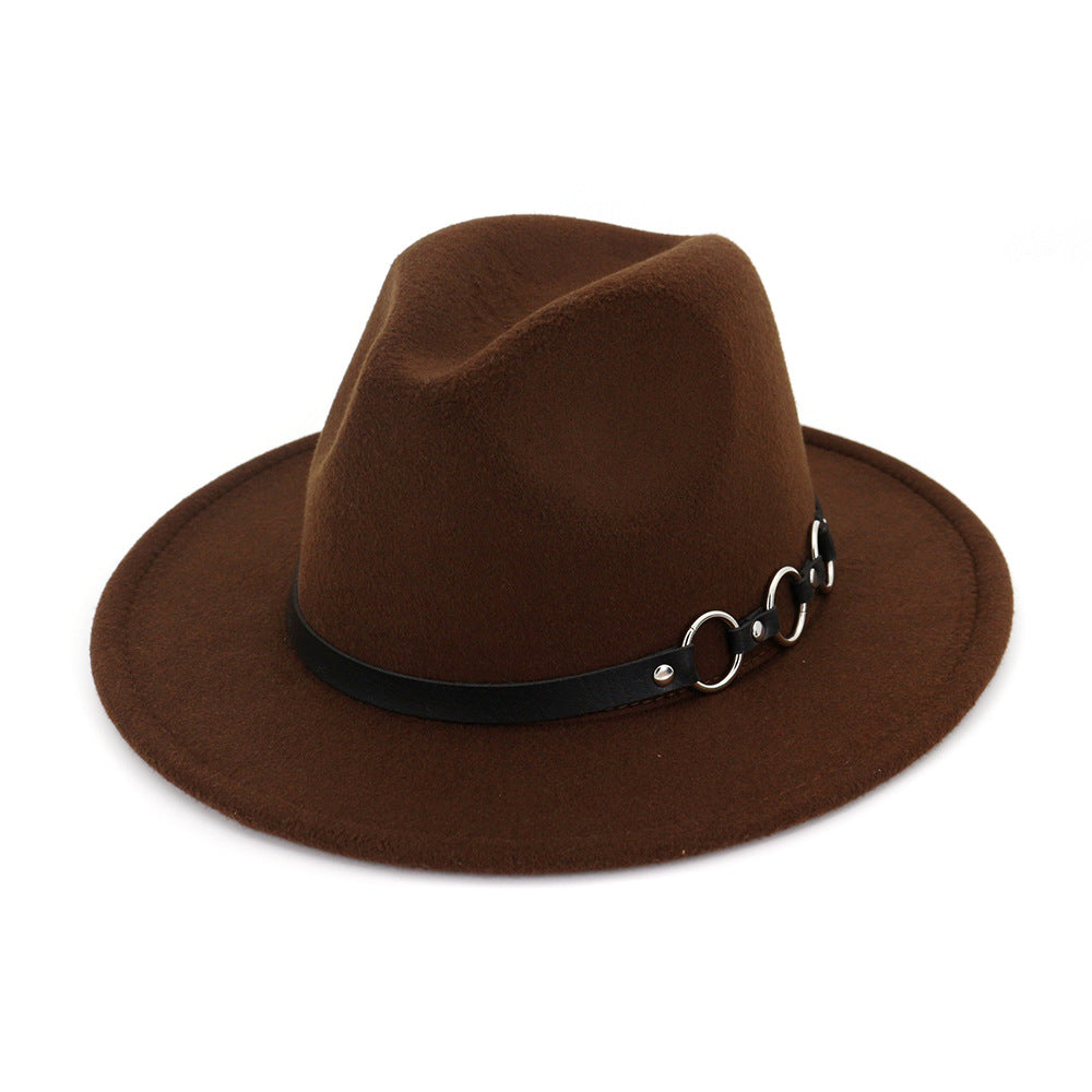 60cm Woolen Hat Gentleman Fedora Hat Flat Brim Big Brim Hat
