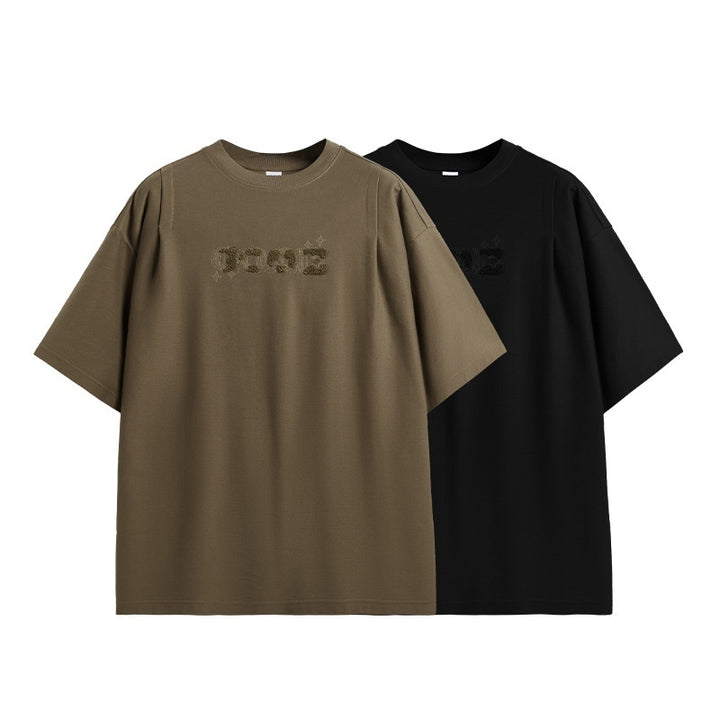 Vintage Twill Embroidery Casual T-shirt
