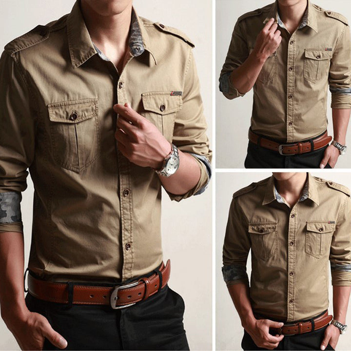 Men's Shirt Korean Cotton Men's Slim Long Sleeve Shirt