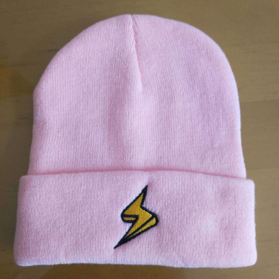 Lightning embroidery beanie