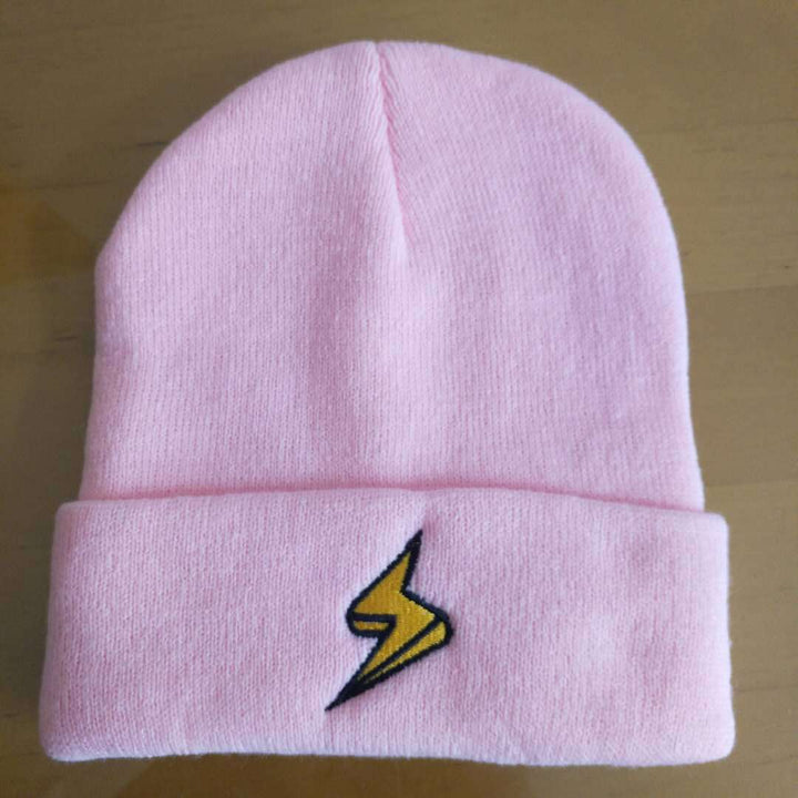 Lightning embroidery beanie