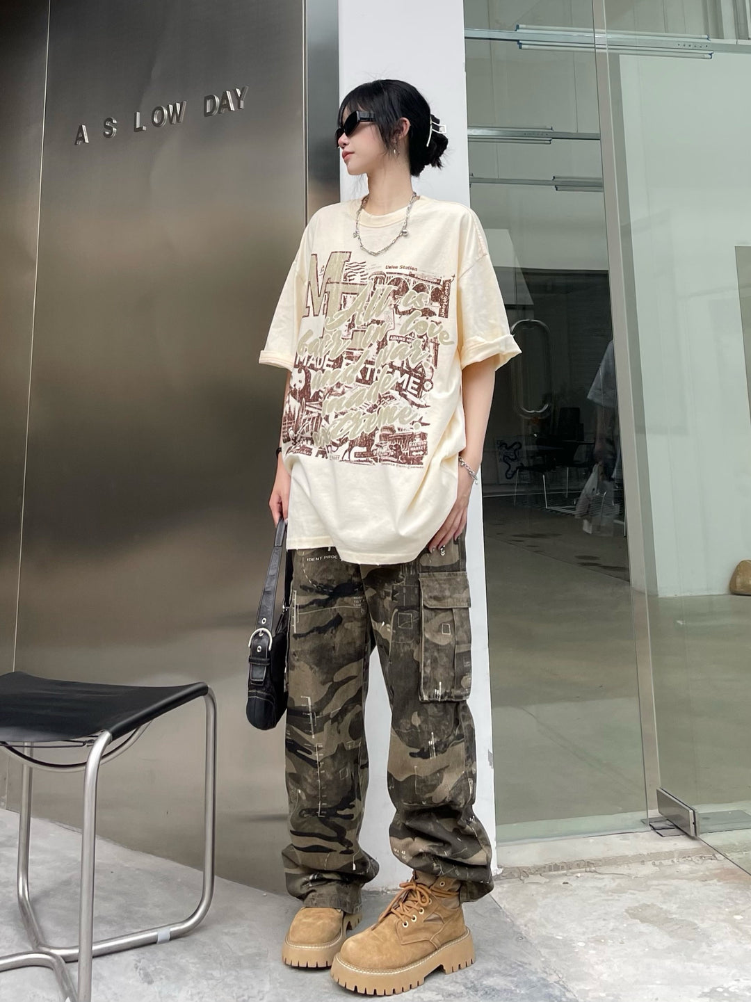 Men's Vintage Graffiti Print T-shirt