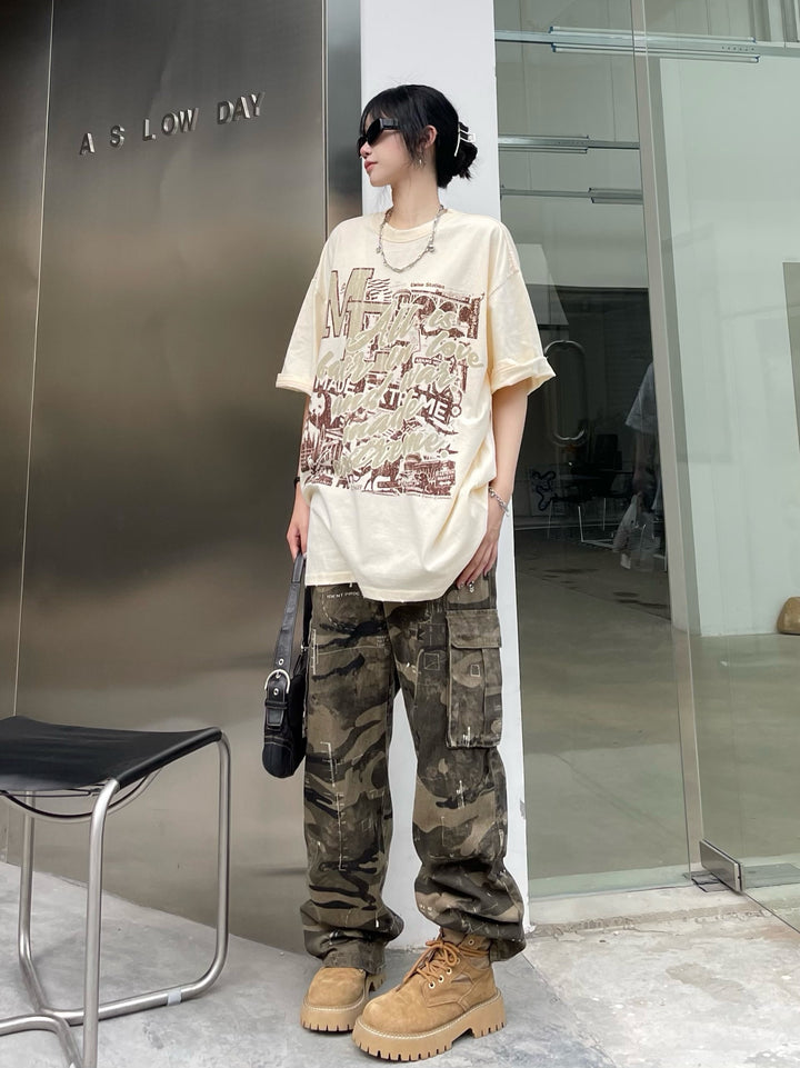 Men's Vintage Graffiti Print T-shirt