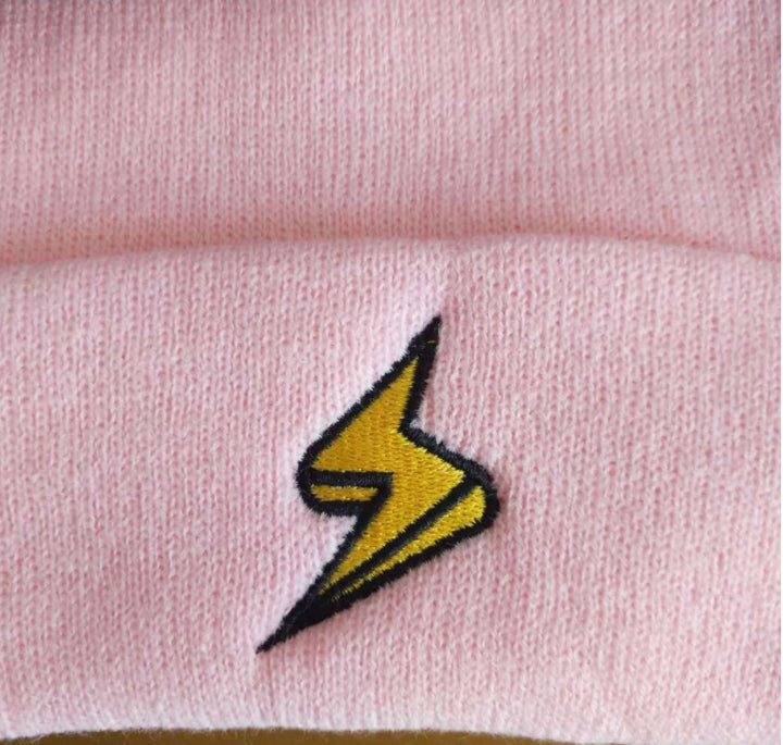 Lightning embroidery beanie