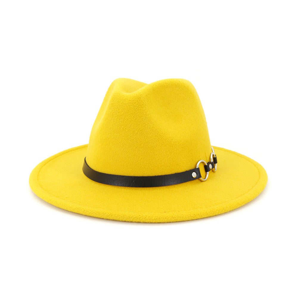 60cm Woolen Hat Gentleman Fedora Hat Flat Brim Big Brim Hat