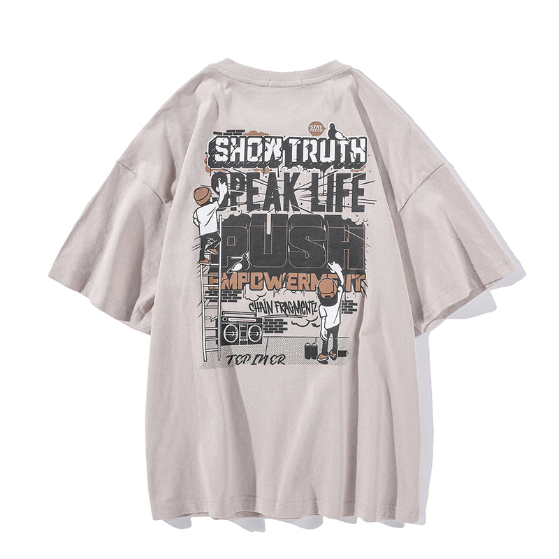 Short-sleeved T-shirt Men's Loose Trend Hong Kong Style Half-sleeved T-shirt
