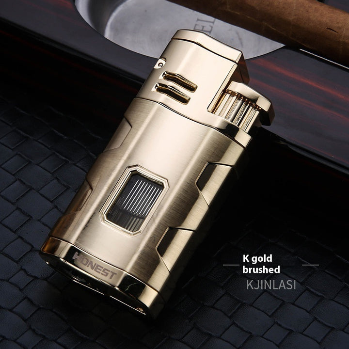 Sharp Cigar Drill Three Fire Windproof Blue Flame Lighter
