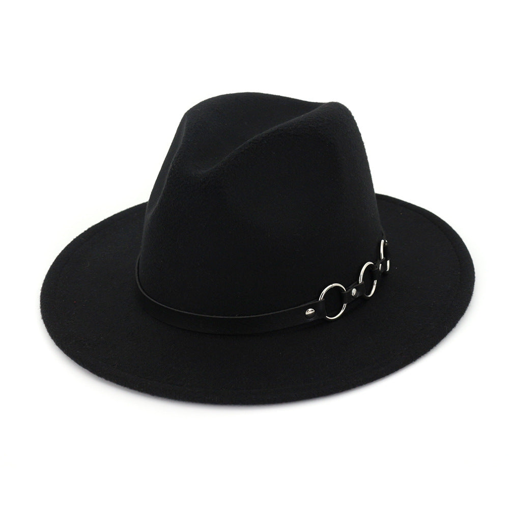 60cm Woolen Hat Gentleman Fedora Hat Flat Brim Big Brim Hat