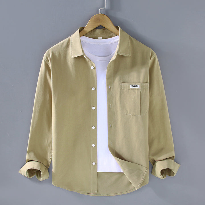 Pocket Pure Cotton Shirt Men's Long Sleeve Retro
