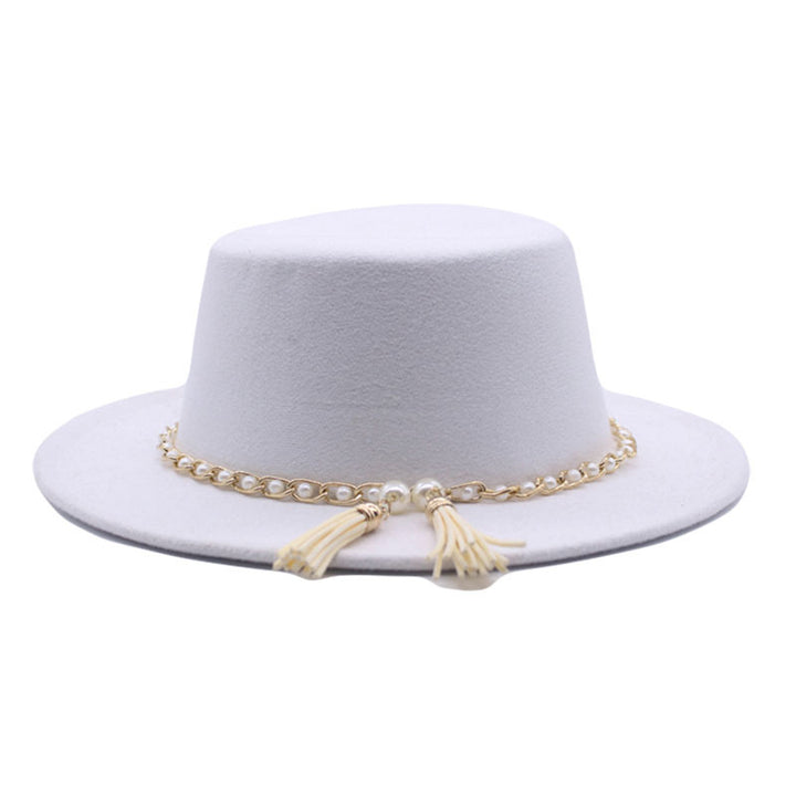 Fashion Flat Brim Top Hat Women Flat Top Woolen Hat