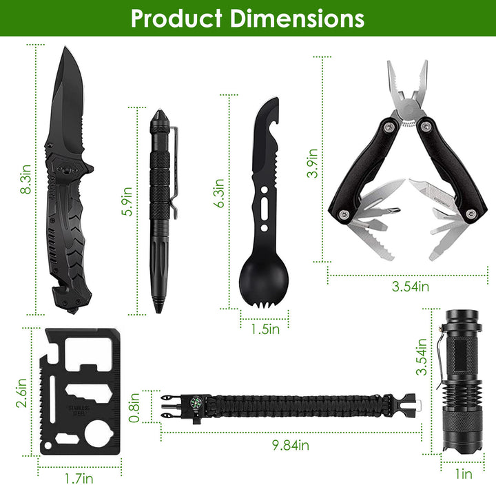 47Pcs Emergency Survival Kit Survival EDC Gear Equipment Tool First Aid Supplies Kit Tools With Pouch For Hiking Hunting Disaster Camping Adventure