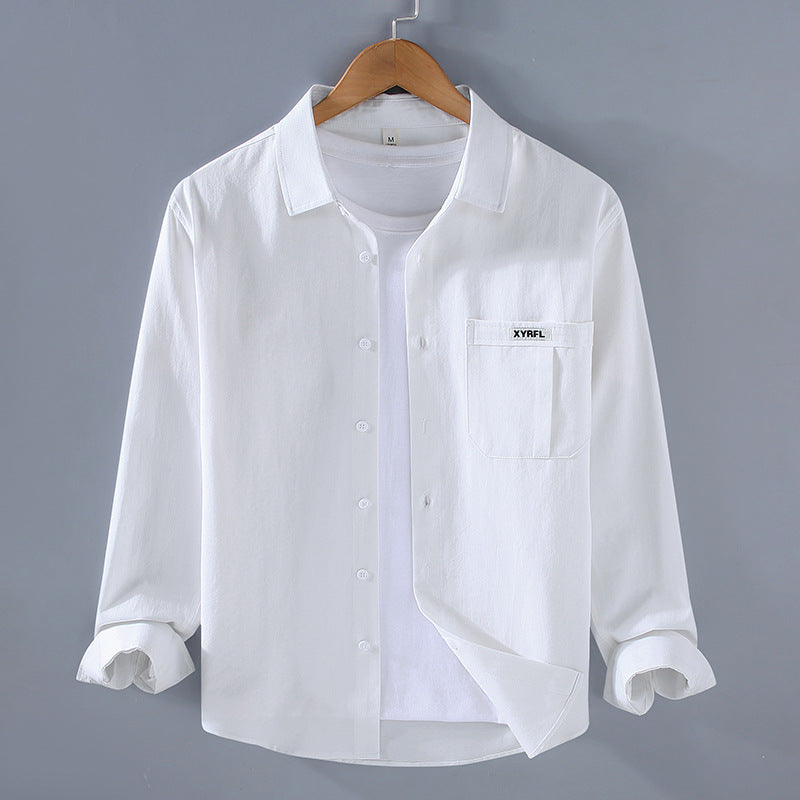 Pocket Pure Cotton Shirt Men's Long Sleeve Retro