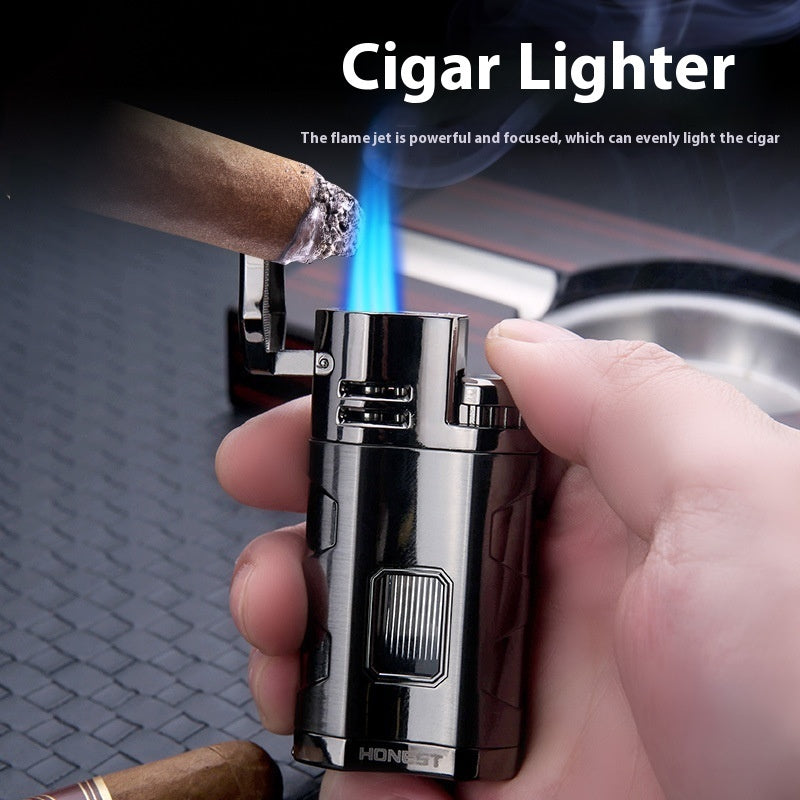 Sharp Cigar Drill Three Fire Windproof Blue Flame Lighter