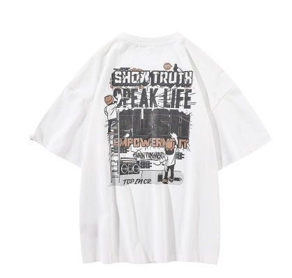 Short-sleeved T-shirt Men's Loose Trend Hong Kong Style Half-sleeved T-shirt