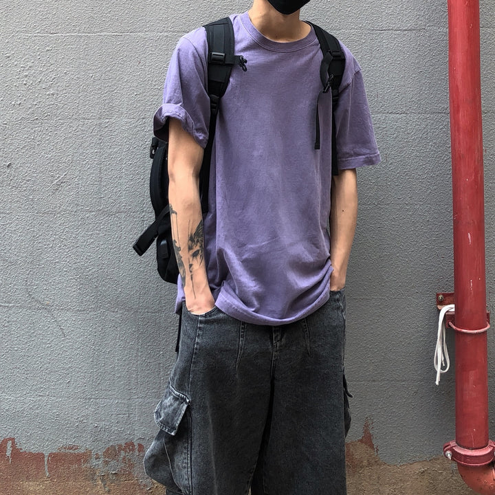Vintage Purple Wash T Shirt Cotton