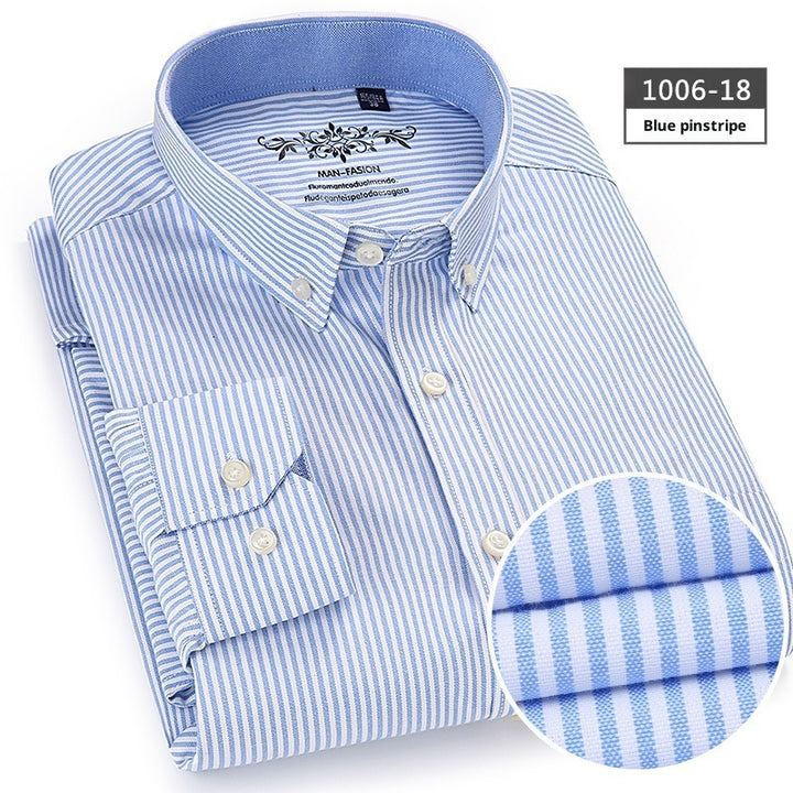 Cotton Oxford Plaid Men's Long Sleeve Shirt