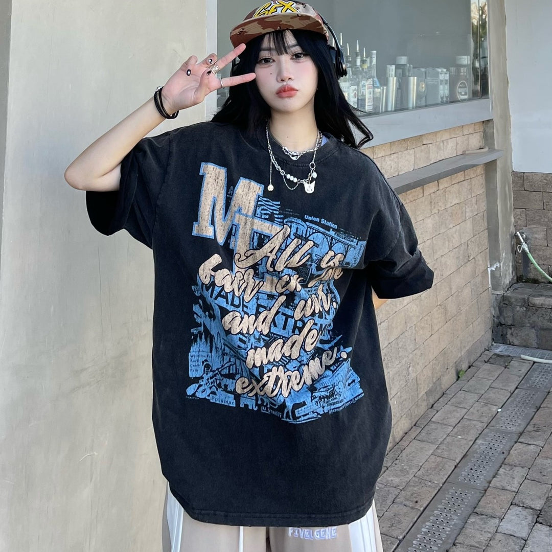 Men's Vintage Graffiti Print T-shirt