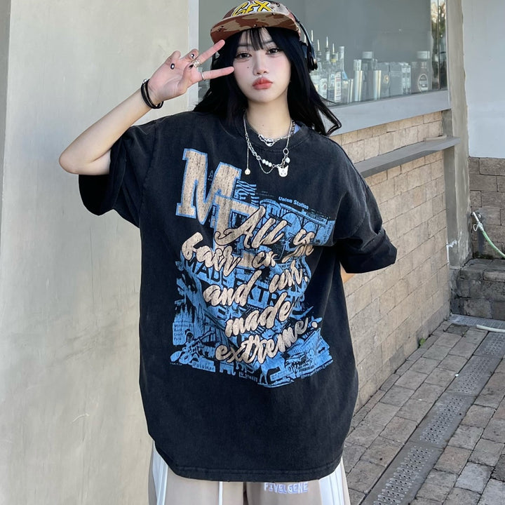 Men's Vintage Graffiti Print T-shirt