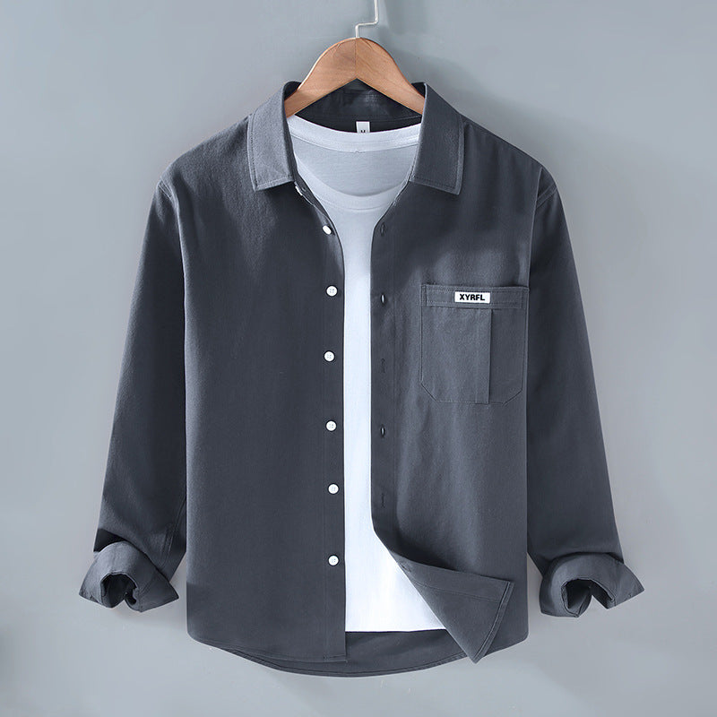 Pocket Pure Cotton Shirt Men's Long Sleeve Retro