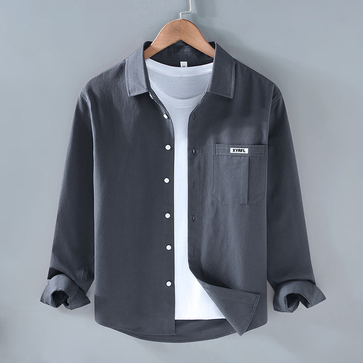 Pocket Pure Cotton Shirt Men's Long Sleeve Retro