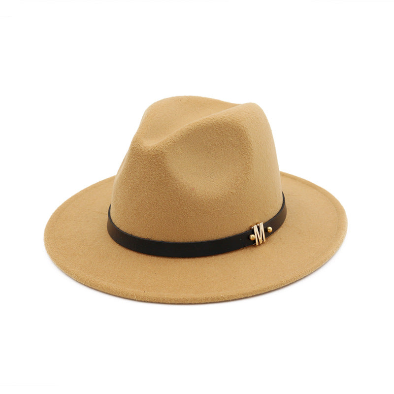 Women's flat brim woolen hat