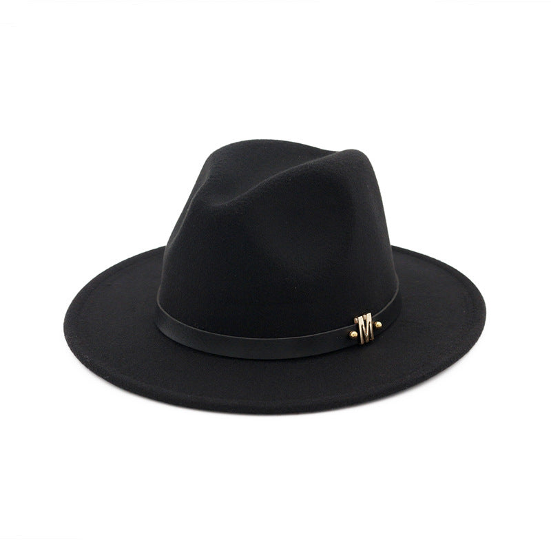 Women's flat brim woolen hat
