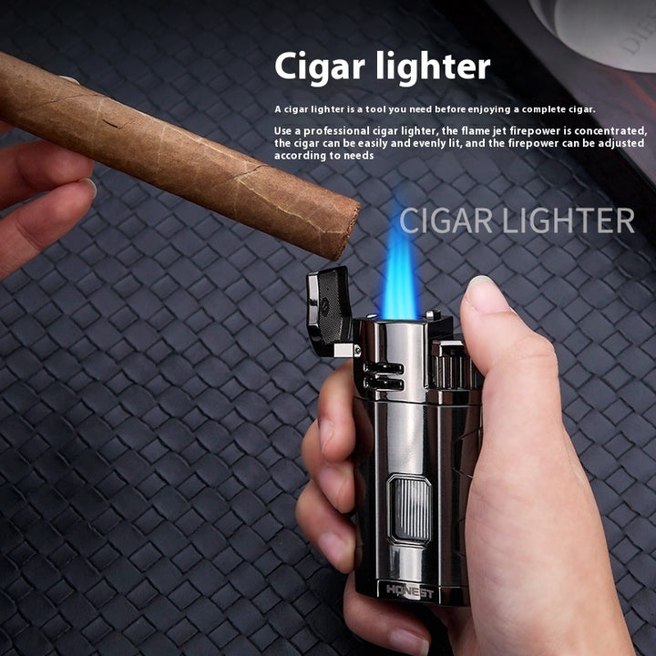 Sharp Cigar Drill Three Fire Windproof Blue Flame Lighter