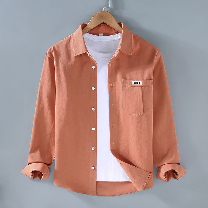 Pocket Pure Cotton Shirt Men's Long Sleeve Retro