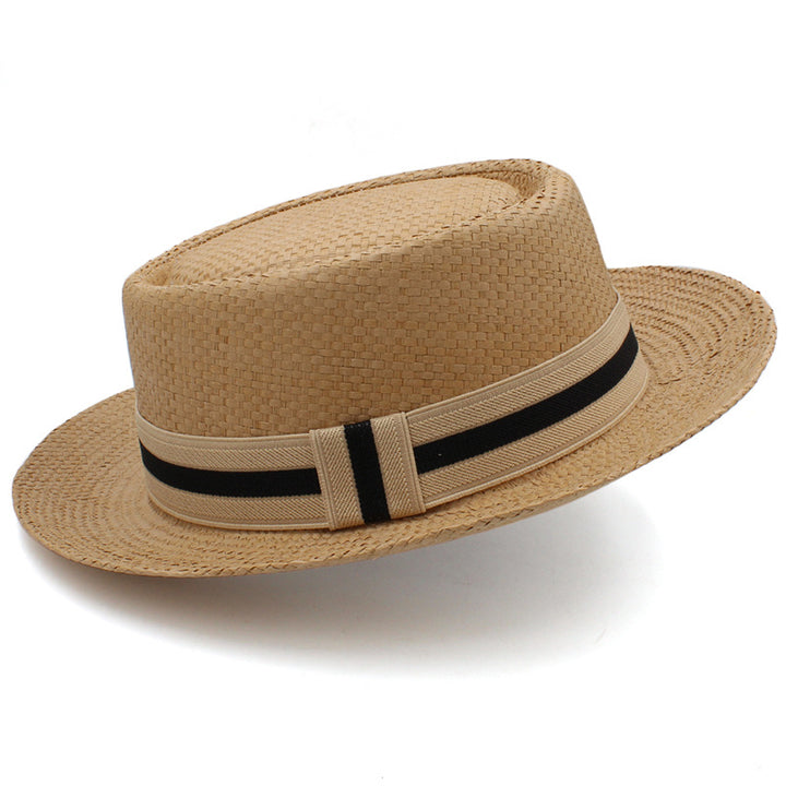 Straw Hat Flat Brim Beach Sun Protection Wide Brim Sunshade
