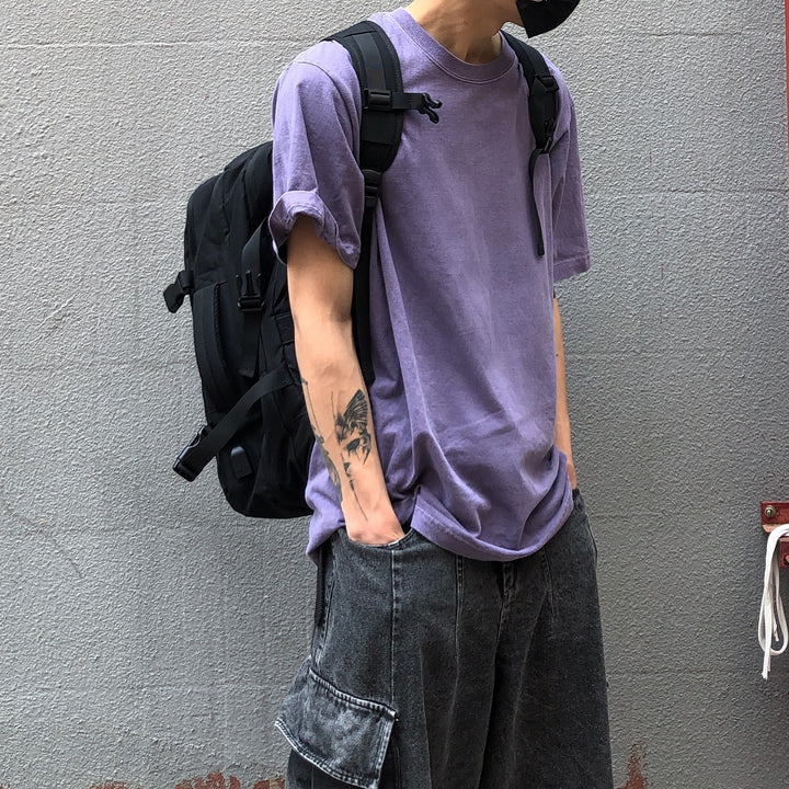 Vintage Purple Wash T Shirt Cotton