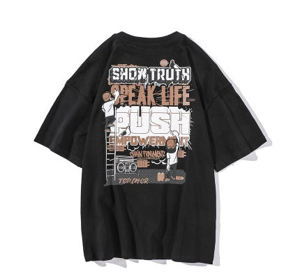 Short-sleeved T-shirt Men's Loose Trend Hong Kong Style Half-sleeved T-shirt