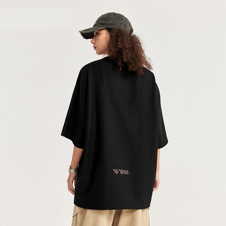 Vintage Twill Embroidery Casual T-shirt