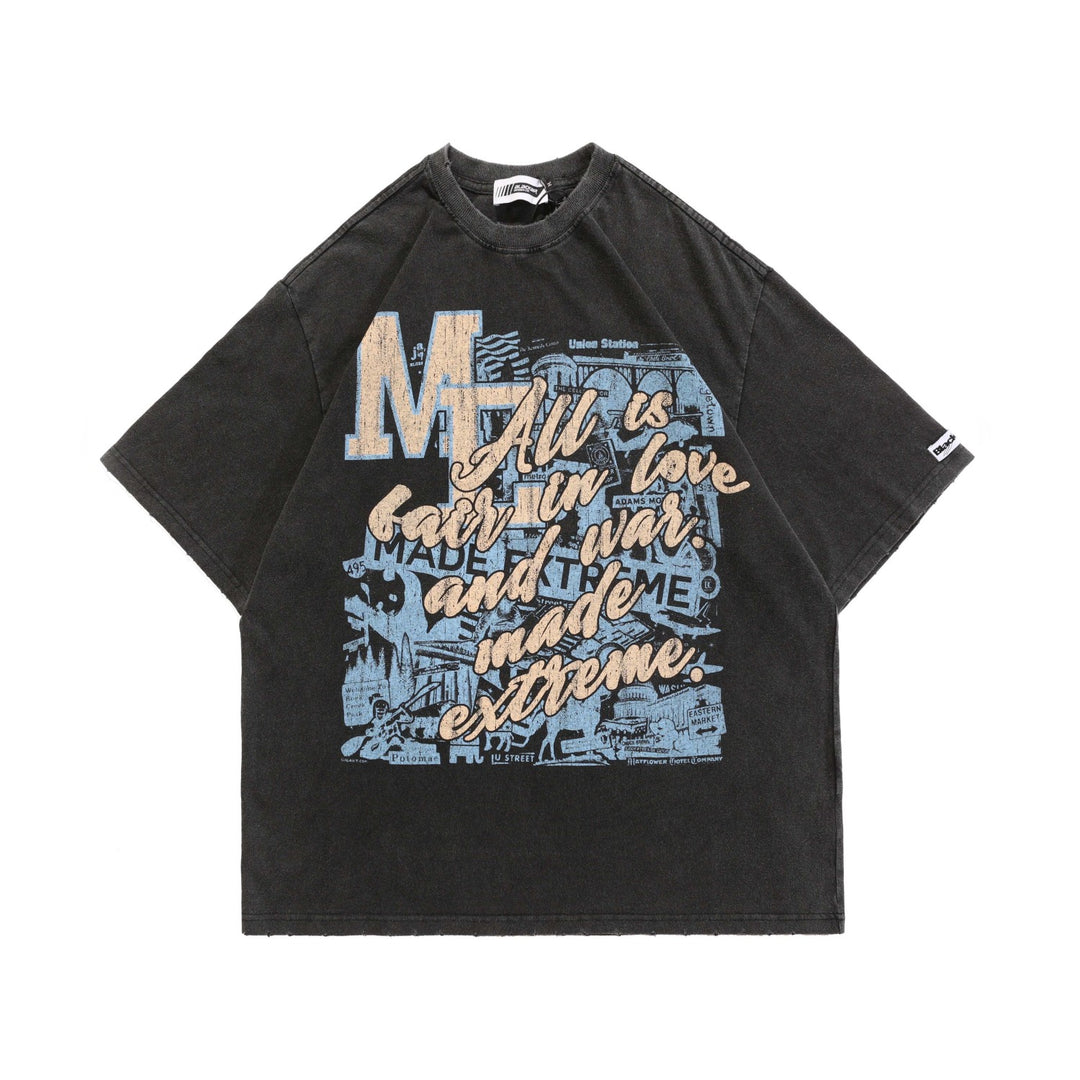 Men's Vintage Graffiti Print T-shirt