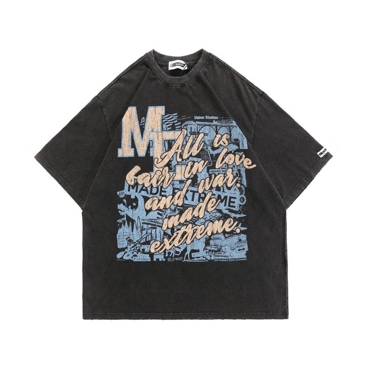 Men's Vintage Graffiti Print T-shirt