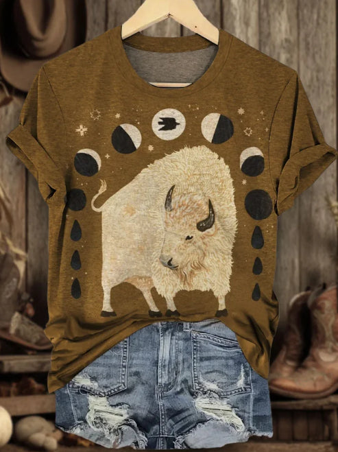 Vintage Art Print Casual T-shirt